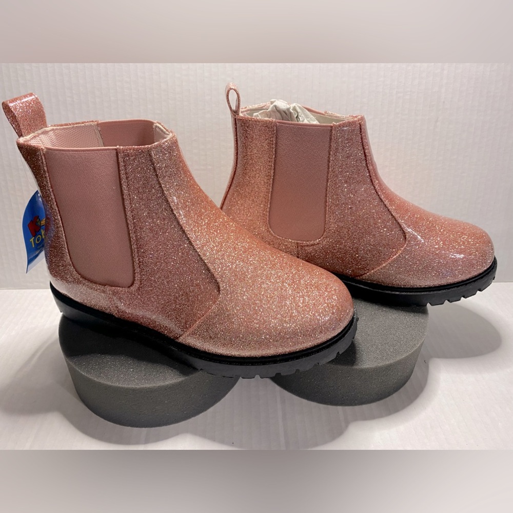 Pink Sparkle Fashion Chelsea Ankle Boots Sz. 4 Big Kids